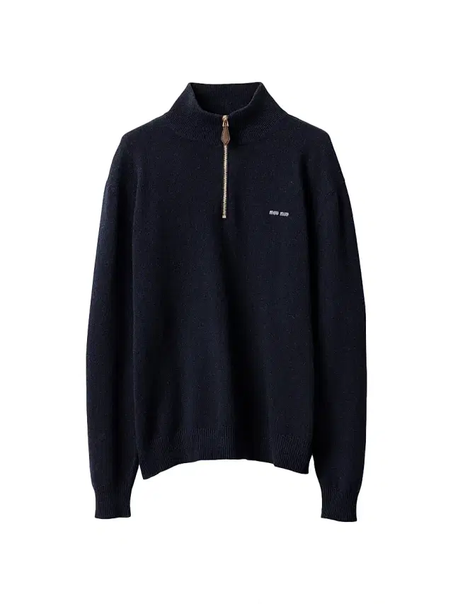 Miu Miu Women's Cashmere and Leather Zipper Sweater - Blue