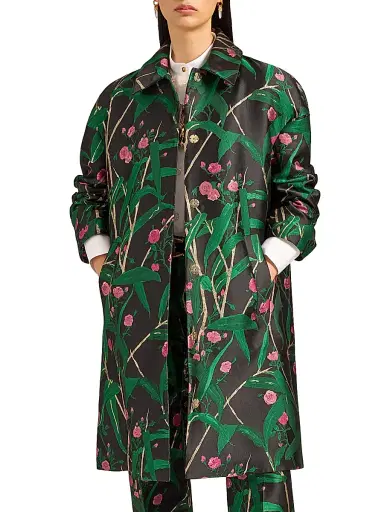 La DoubleJ Women's Boxy Coat - Bamboo Jacquard Black | Thumbnail 3