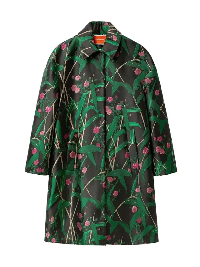 La DoubleJ Women's Boxy Coat - Bamboo Jacquard Black