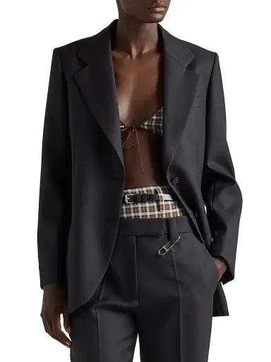 Prada Women's Single-Breasted Gabardine Jacket - Grey - Size 0 | Thumbnail 2 Prada Women's Single-Breasted Gabardine Jacket - Grey - Size 0 | Thumbnail 2