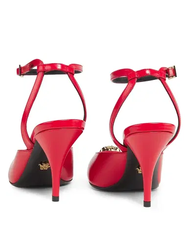 Versace Women's 85MM Patent Leather Medusa Pumps - Red Gold | Thumbnail 3 Versace Women's 85MM Patent Leather Medusa Pumps - Red Gold | Thumbnail 3