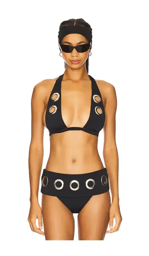 1XBLUE Eyelet Bikini Top