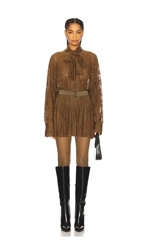 Norma Kamali x REVOLVE X Revolve Super Oversized Boyfriend Shirt Flared Mini Dress