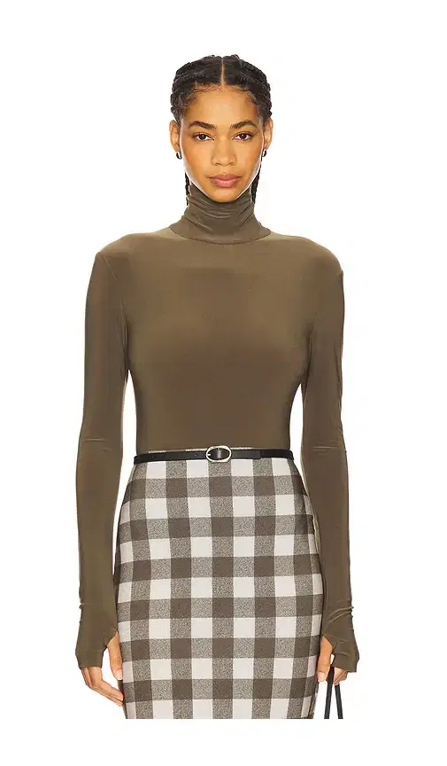Norma Kamali Long Sleeve Turtleneck Bodysuit