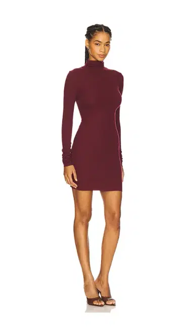 ÉTERNE Long Sleeve Turtleneck Butter Rib Mini Dress | Thumbnail 2