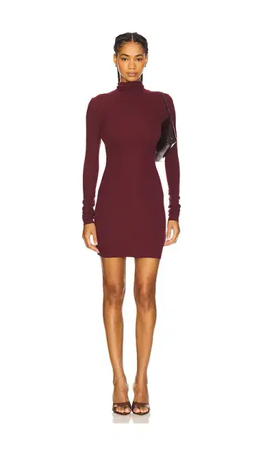 ÉTERNE Long Sleeve Turtleneck Butter Rib Mini Dress | Thumbnail 1