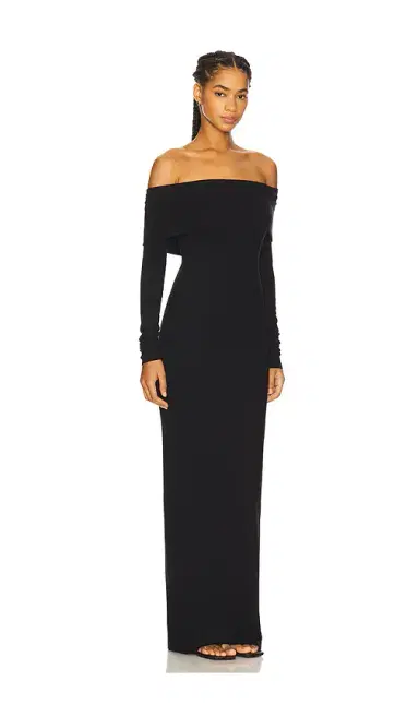 Eterne Long Sleeve Off-Shoulder Butter Rib Maxi Dress | Thumbnail 2