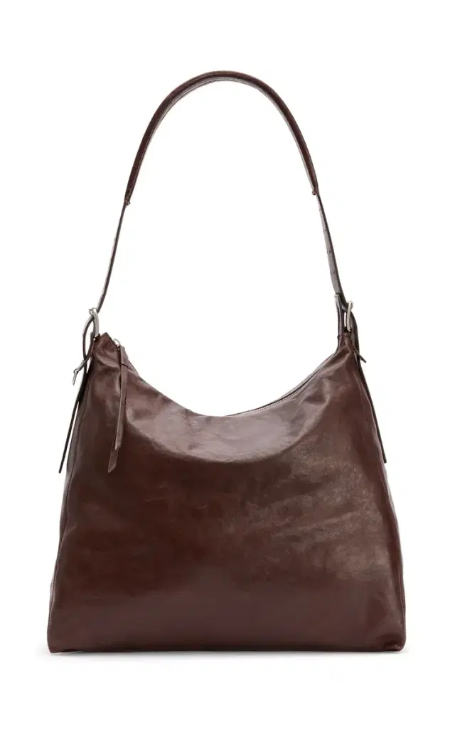 Belted Leather Hobo Bag