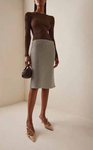 Miu Miu Lamé Ribbed-Knit Midi Skirt | Thumbnail 2