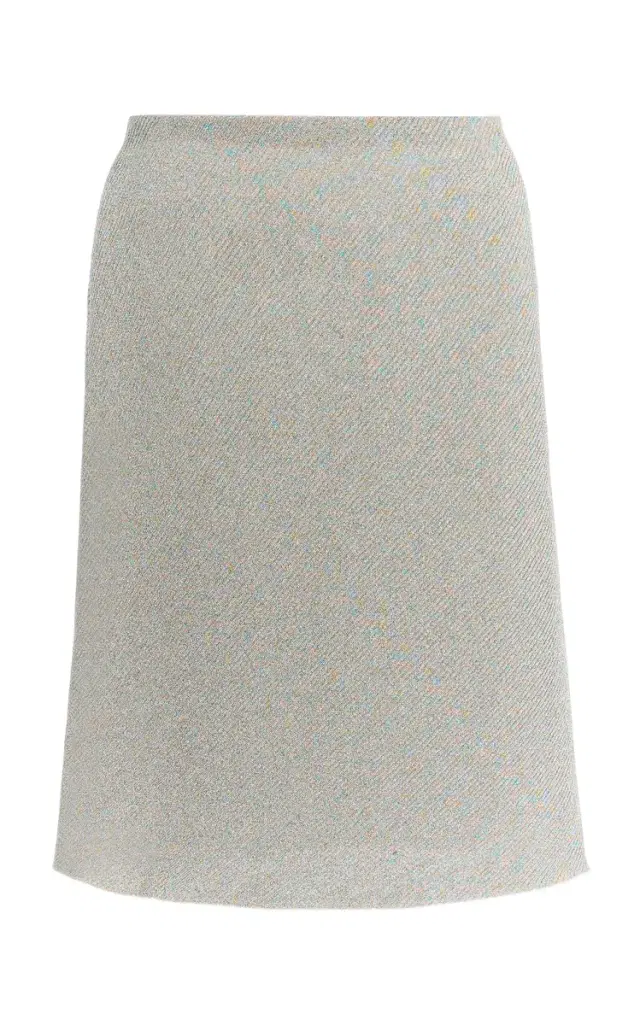 Miu Miu Lamé Ribbed-Knit Midi Skirt