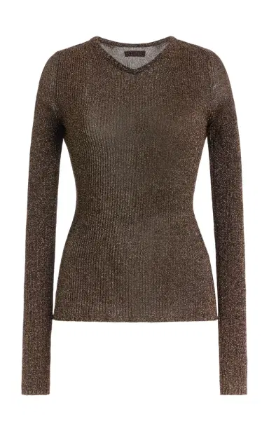 Miu Miu Lamé Ribbed-Knit Top | Thumbnail 1