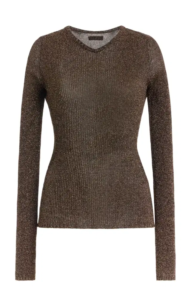 Miu Miu Lamé Ribbed-Knit Top