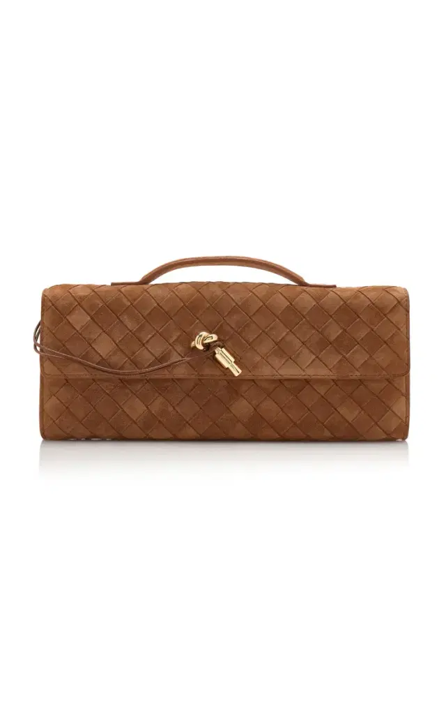 Andiamo Intrecciato Suede Clutch