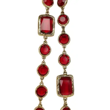 Chanel Vintage 1981 Chanel Chicklet Long Necklace Red Gripoix Gold Plated Hardware | Thumbnail 2 Chanel Vintage 1981 Chanel Chicklet Long Necklace Red Gripoix Gold Plated Hardware | Thumbnail 2