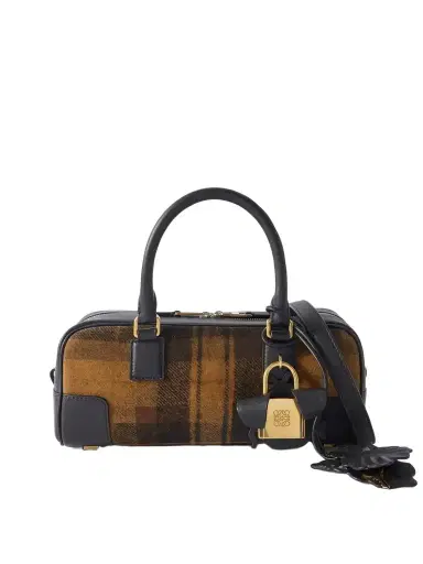 Loewe Amazona 23 Leather-trimmed Checked Suede Shoulder Bag | Thumbnail 1