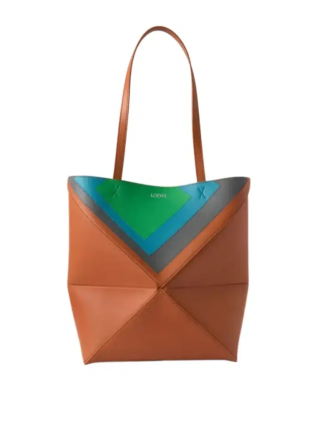 Puzzle Fold Convertible Medium Leather Tote