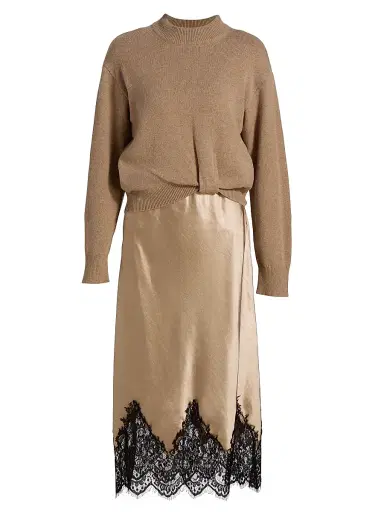 dh New York Women's Sol Combo Sweater Dress - Oatmeal Combo | Thumbnail 1