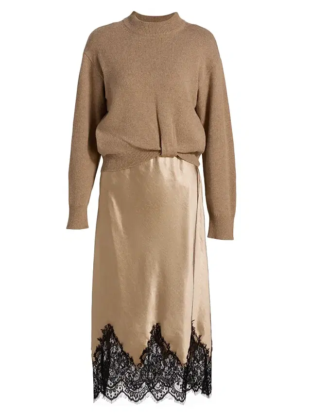dh New York Women's Sol Combo Sweater Dress - Oatmeal Combo