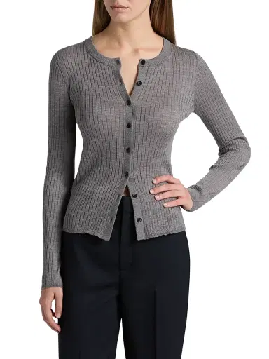 A.L.C. Women's Fisher Wool Cardigan - Medium Heather Grey - Size XL | Thumbnail 3 A.L.C. Women's Fisher Wool Cardigan - Medium Heather Grey - Size XL | Thumbnail 3
