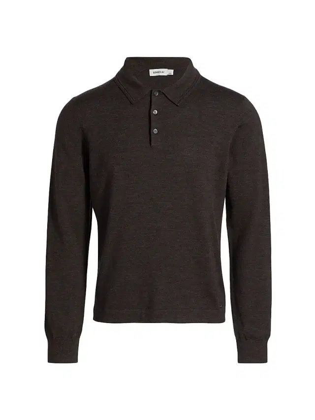 Men's Reynolds Wool Polo Shirt - Chocolate Melange