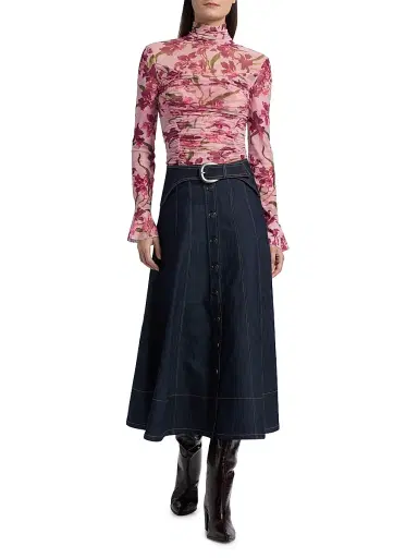 Cinq à Sept Women's Lucy Floral Fitted Long-Sleeve Ruched Top | Thumbnail 2 Cinq à Sept Women's Lucy Floral Fitted Long-Sleeve Ruched Top | Thumbnail 2