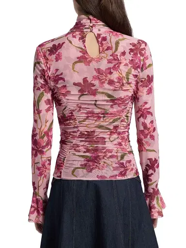 Cinq à Sept Women's Lucy Floral Fitted Long-Sleeve Ruched Top | Thumbnail 5 Cinq à Sept Women's Lucy Floral Fitted Long-Sleeve Ruched Top | Thumbnail 5