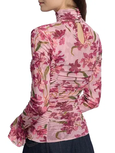 Cinq à Sept Women's Lucy Floral Fitted Long-Sleeve Ruched Top | Thumbnail 6 Cinq à Sept Women's Lucy Floral Fitted Long-Sleeve Ruched Top | Thumbnail 6