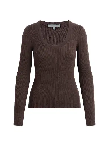Favorite Daughter Women's Take It Easy Extrafine Merino Wool Scoopneck Top - Coffee - Size Medium | Thumbnail 1 Favorite Daughter Women's Take It Easy Extrafine Merino Wool Scoopneck Top - Coffee - Size Medium | Thumbnail 1
