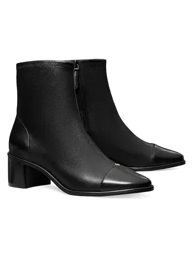 Tory Burch Women's 50MM Cap-Toe Leather Ankle Boots - Perfect Black - Size 9.5 | Thumbnail 2
