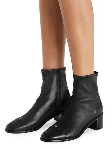 Tory Burch Women's 50MM Cap-Toe Leather Ankle Boots - Perfect Black - Size 9.5 | Thumbnail 4