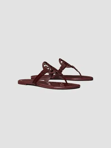 Tory Burch Women's Miller Sandal, Patent Leather - Dark Carmine - Size 9.5 | Thumbnail 2 Tory Burch Women's Miller Sandal, Patent Leather - Dark Carmine - Size 9.5 | Thumbnail 2