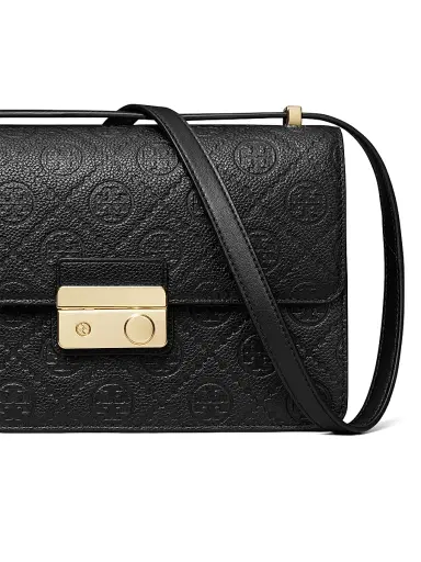 Tory Burch Women's T Monogram Pebbled Leather Shoulder Bag - Black | Thumbnail 7 Tory Burch Women's T Monogram Pebbled Leather Shoulder Bag - Black | Thumbnail 7