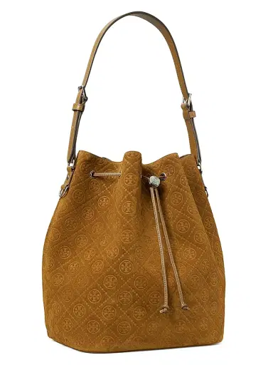 Tory Burch Women's T Monogram Suede Oversized Bucket Bag | Thumbnail 4 Tory Burch Women's T Monogram Suede Oversized Bucket Bag | Thumbnail 4