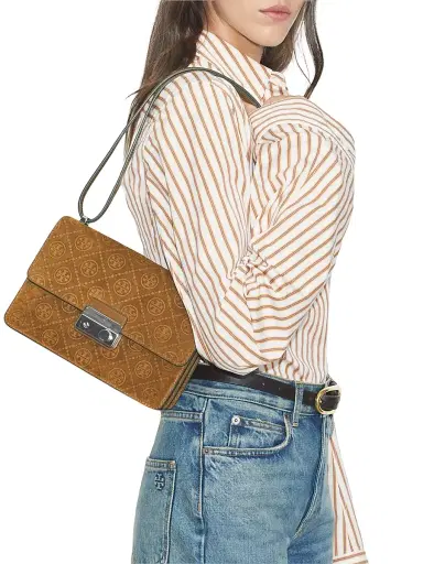 Tory Burch Women's T Monogram Suede Shoulder Bag | Thumbnail 2