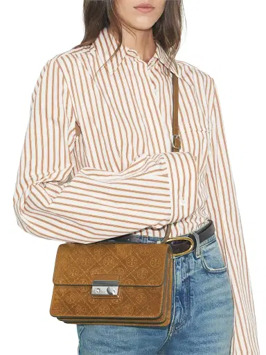 Tory Burch Women's T Monogram Suede Shoulder Bag | Thumbnail 3