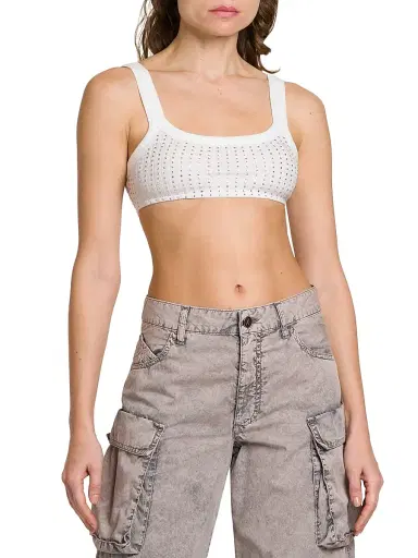 The Attico Women's Thermostrass Macro Rib Bra Top - White | Thumbnail 3 The Attico Women's Thermostrass Macro Rib Bra Top - White | Thumbnail 3