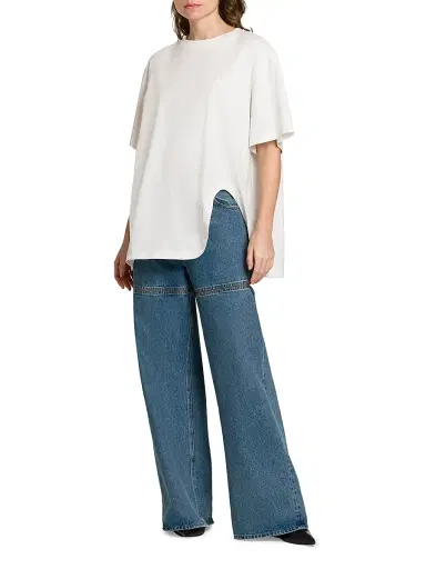 The Attico Women's Slashed Baggy Mid-Rise Jeans - Sky Blue | Thumbnail 2 The Attico Women's Slashed Baggy Mid-Rise Jeans - Sky Blue | Thumbnail 2