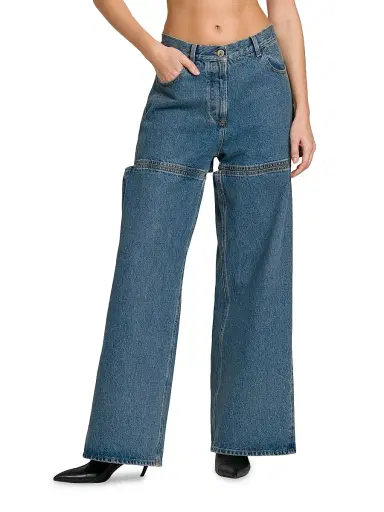 The Attico Women's Slashed Baggy Mid-Rise Jeans - Sky Blue | Thumbnail 3 The Attico Women's Slashed Baggy Mid-Rise Jeans - Sky Blue | Thumbnail 3