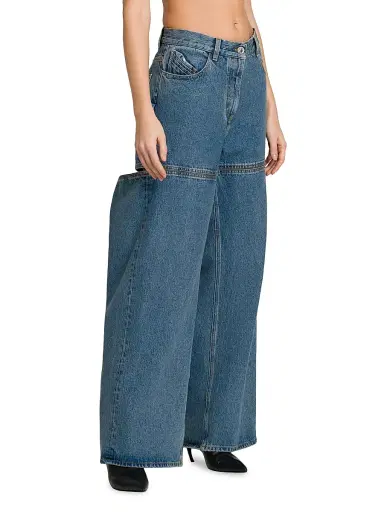 The Attico Women's Slashed Baggy Mid-Rise Jeans - Sky Blue | Thumbnail 4 The Attico Women's Slashed Baggy Mid-Rise Jeans - Sky Blue | Thumbnail 4