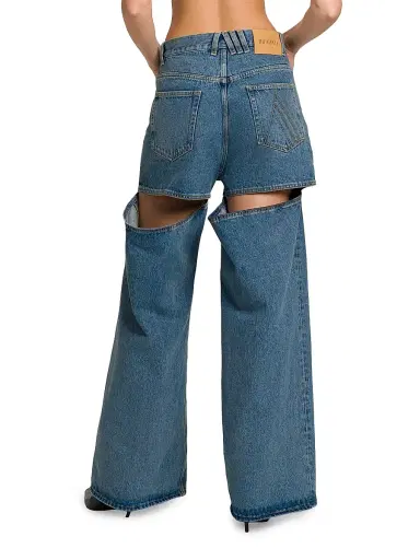 The Attico Women's Slashed Baggy Mid-Rise Jeans - Sky Blue | Thumbnail 5 The Attico Women's Slashed Baggy Mid-Rise Jeans - Sky Blue | Thumbnail 5