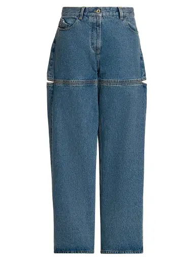 The Attico Women's Slashed Baggy Mid-Rise Jeans - Sky Blue | Thumbnail 1 The Attico Women's Slashed Baggy Mid-Rise Jeans - Sky Blue | Thumbnail 1