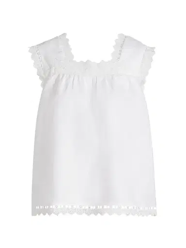Reformation Women's Faye Eyelet-Trim Linen Top - White - Size XS | Thumbnail 1 Reformation Women's Faye Eyelet-Trim Linen Top - White - Size XS | Thumbnail 1