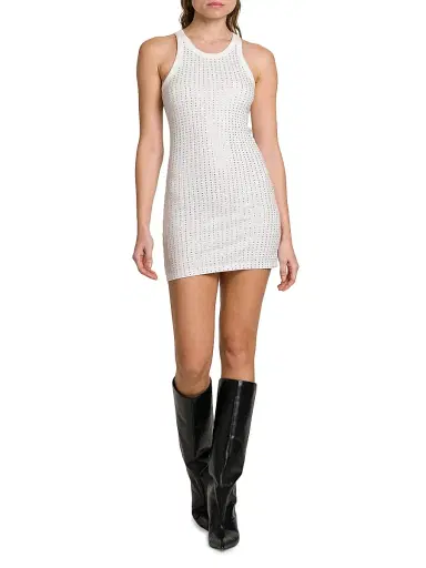 The Attico Women's Thermostrass Macro Jersey Rib Minidress - White | Thumbnail 2