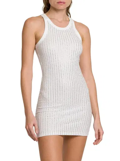 The Attico Women's Thermostrass Macro Jersey Rib Minidress - White | Thumbnail 3