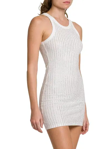 The Attico Women's Thermostrass Macro Jersey Rib Minidress - White | Thumbnail 4