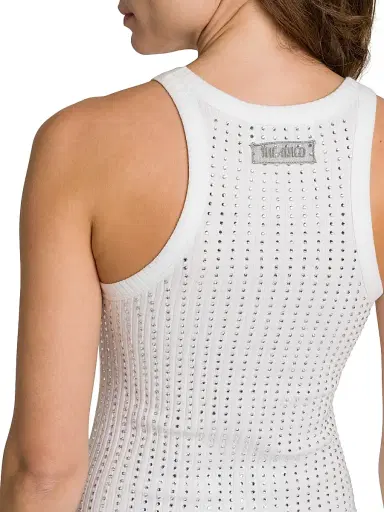 The Attico Women's Thermostrass Macro Jersey Rib Minidress - White | Thumbnail 6