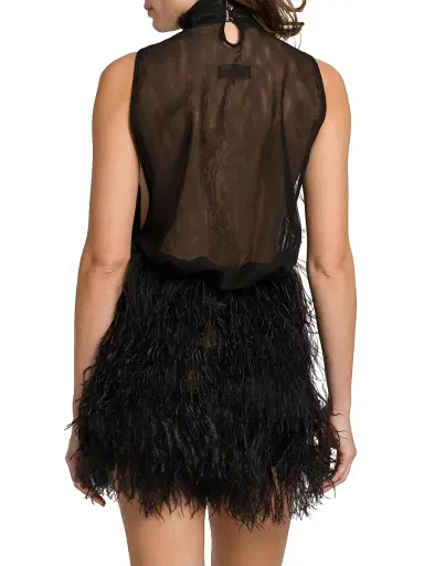 The Attico Women's Feather Tulle Minidress - Black | Thumbnail 5 The Attico Women's Feather Tulle Minidress - Black | Thumbnail 5