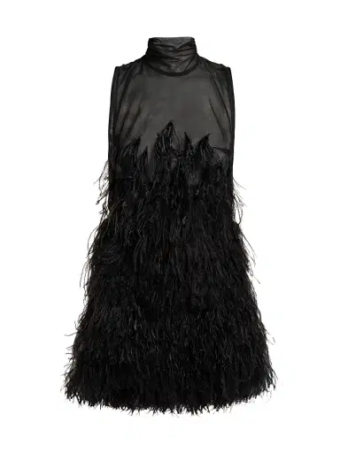 The Attico Women's Feather Tulle Minidress - Black | Thumbnail 1 The Attico Women's Feather Tulle Minidress - Black | Thumbnail 1