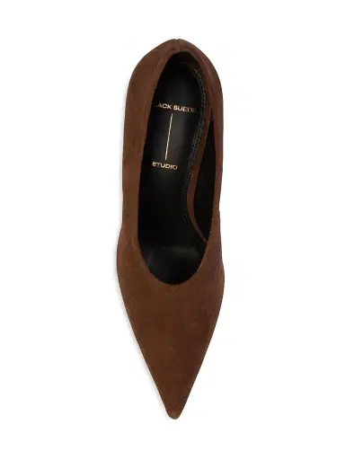 Black Suede Studio Women's Jona 100MM Suede Pumps - Brownie Suede - Size 11 | Thumbnail 3