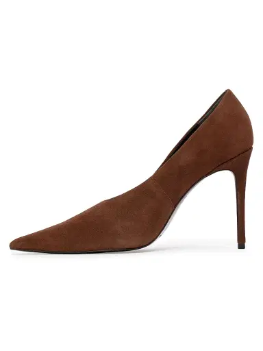 Black Suede Studio Women's Jona 100MM Suede Pumps - Brownie Suede - Size 11 | Thumbnail 4